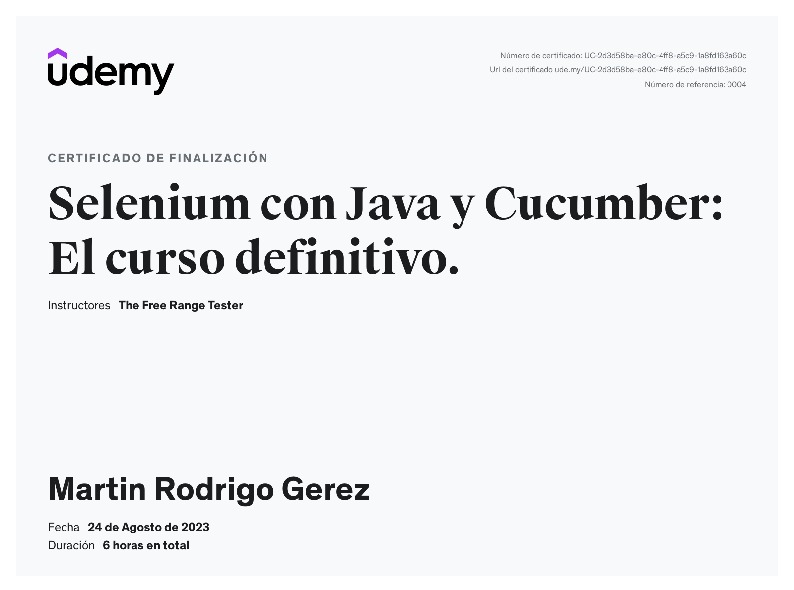 Certificado Selenium Java Cucumber